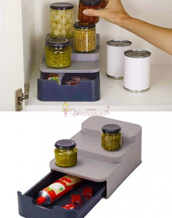Çekmeceli Organizer Düzenleyici Mutfak Tezgah Üstü Dolap Içi Kompakt Düzenleyici