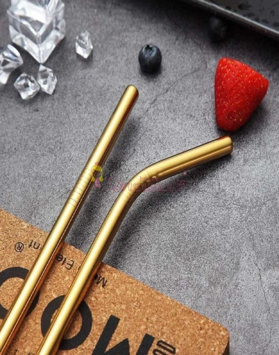 Çelik 2li Pipet Ve Temizleme Fırçası Gold gumus