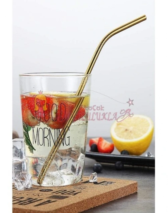 Çelik 2li Pipet Ve Temizleme Fırçası Gold gumus