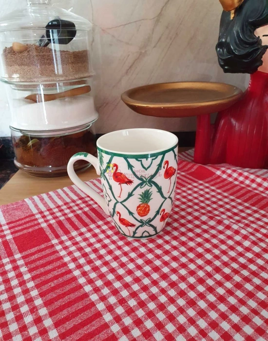 Çiçek Model Büyük Porselen Kupa