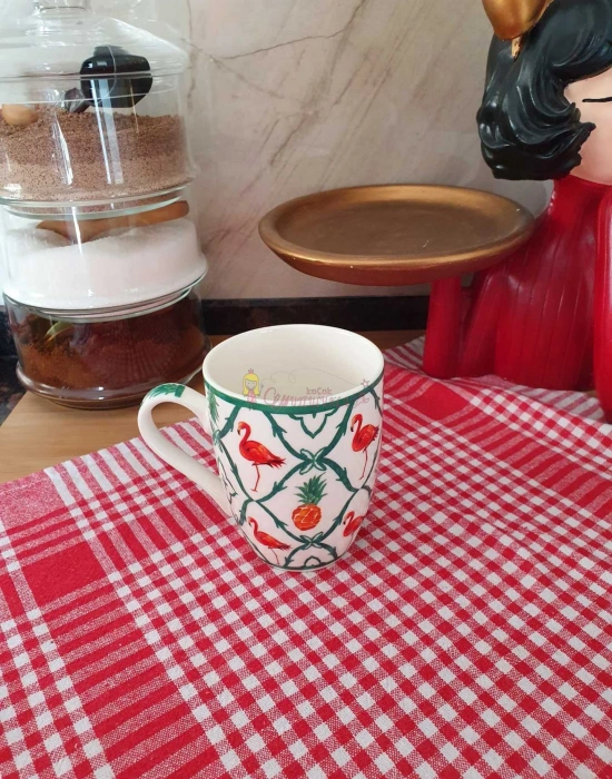 Çiçek Model Büyük Porselen Kupa