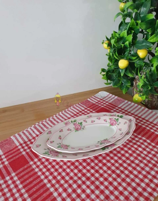 Cicekli 2li kayik tabak