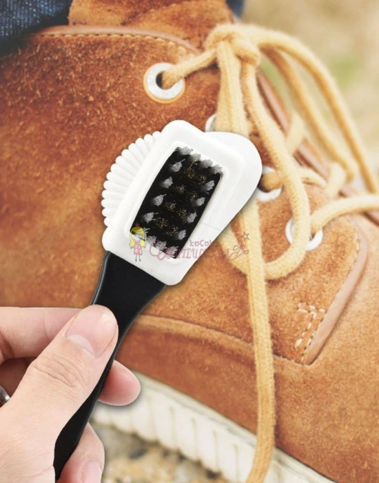 Çift Taraflı Pratik Taşınabilir Süet Nubuk Deri Çizme Bot Ayakkabı Temizleme Bakım Fırçası