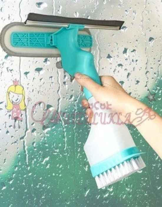 Çift Taraflı Spreyli Cam Sil Çok Fonksiyonlu Pratik Pencere Ayna Fayans Temizleyici Aparat