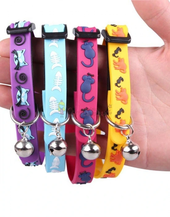 Çıngıraklı Zilli Sevimli Renkli Slikon Kedi Köpek Boyun Tasması