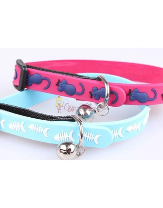 Çıngıraklı Zilli Sevimli Renkli Slikon Kedi Köpek Boyun Tasması