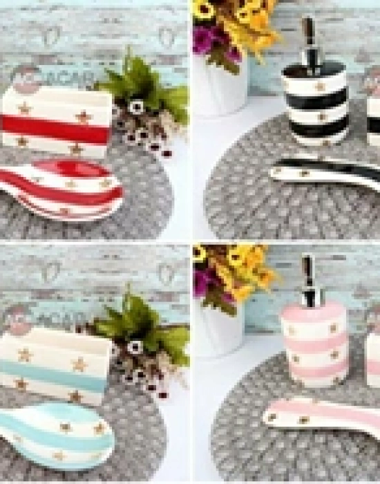 ÇİZGİLİ YILDIZ MODEL SABUNLUK SETİ