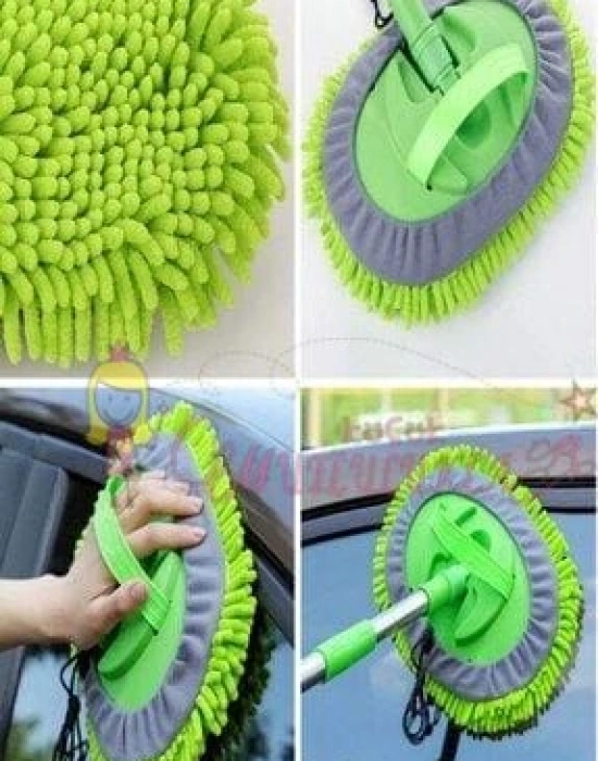 Çok Fonksiyonlu 2 In 1 Mikrofiber Araba Yıkama Fırçası Teleskopik Uzun Saplı Detay Fırçası Oto Mopu