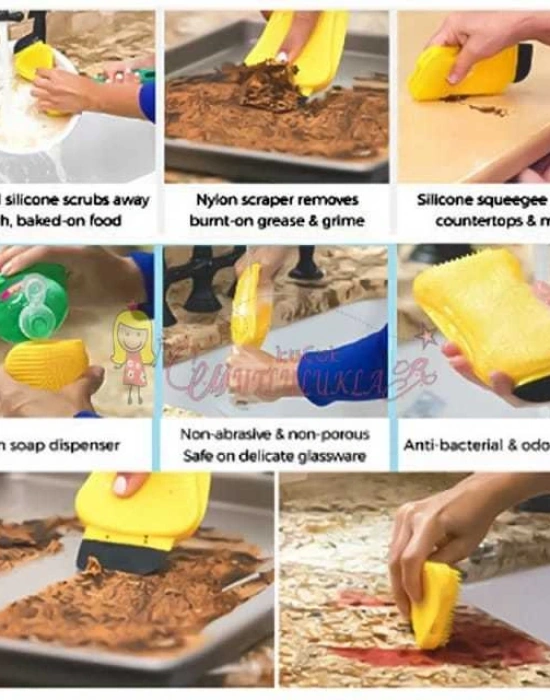 Çok Fonksiyonlu Deterjan Hazneli Pratik Bulaşık Yıkama Fırçası