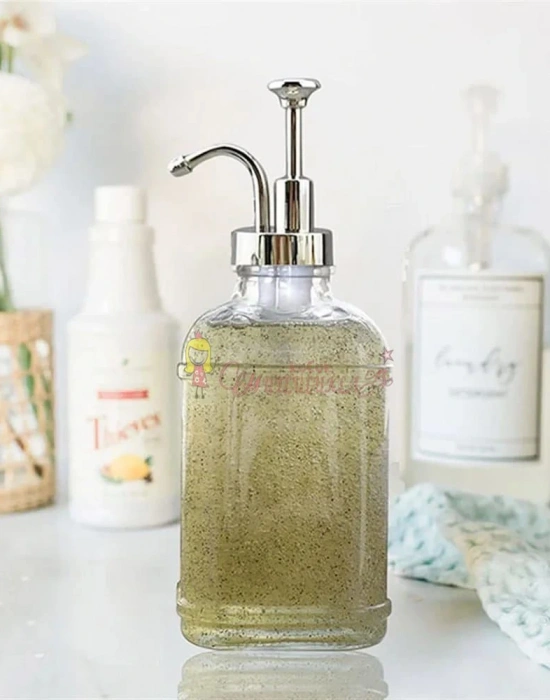 Damla 2 Li Kristal Cam, Yağlık ,Kahve Dağıtıcı Dispenser, Sabunluk,Losyon Gold / Gümüş 500 ml