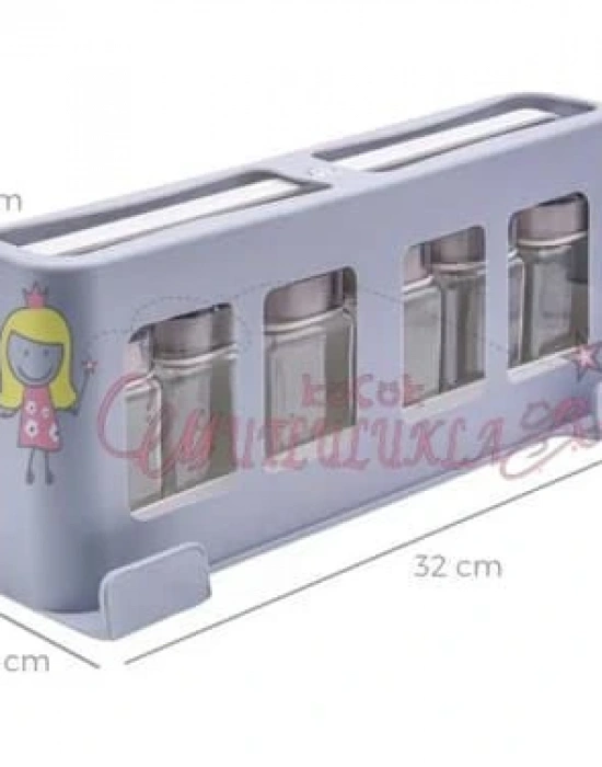 Dolap Içi Düzenleyici Raf Altı Baharatlık 6 Adet Cam Kavanoz