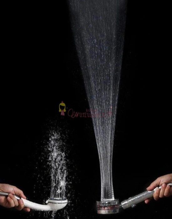 Duş Başlığı Turbo Pervaneli Serinletici Tasarım Start Stop Tuşu Duş Başlığı 360 Derece Döner