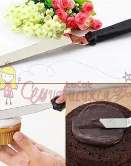Eğik Pasta Sıvama Spatulası Oval Uçlu Krema Paleti
