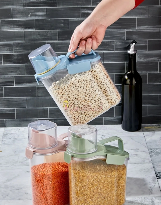 Erzak Saklama Kabı - Ölçekli Bakliyat Kabı Düzenleyici Kavanoz Contalı