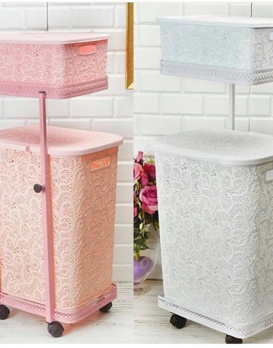 FERFORJE STANDLI TEKERLEKLİ KİRLİ ÇAMAŞIR SEPETİ