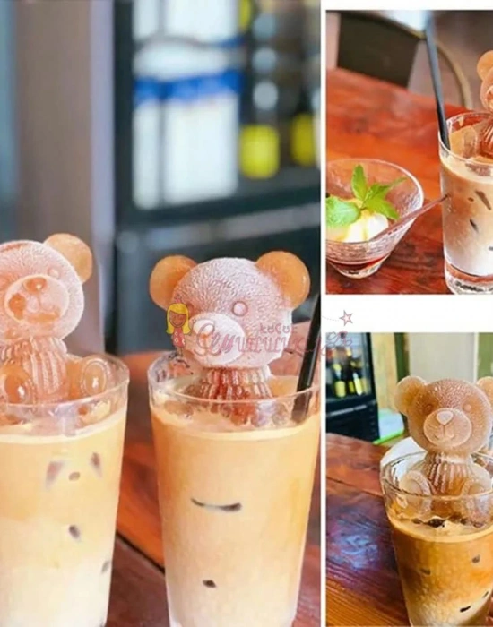 Figürlü Mini Sevimli Ayı Şeklinde Silikoz Buz Kalıbı - Sunum Kahve Buzluk- Mumluk