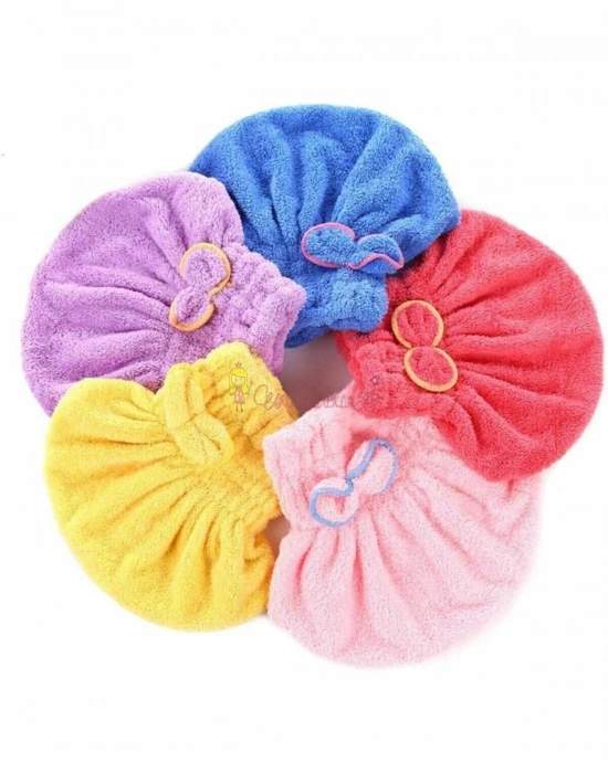 Fiyonklu Saç Kurulama Bonesi Lastikli Bukle Havlu Saç Bonesi