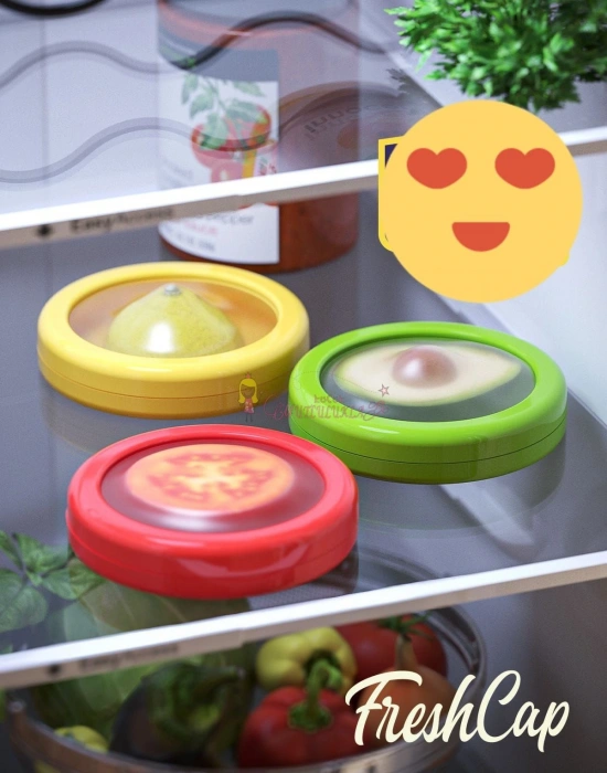FreshCap Meyve Sebze Soğan Limon ve Domates Saklama Kabı Esnek ve Yeniden Kullanılabilir ( 3 Adet )