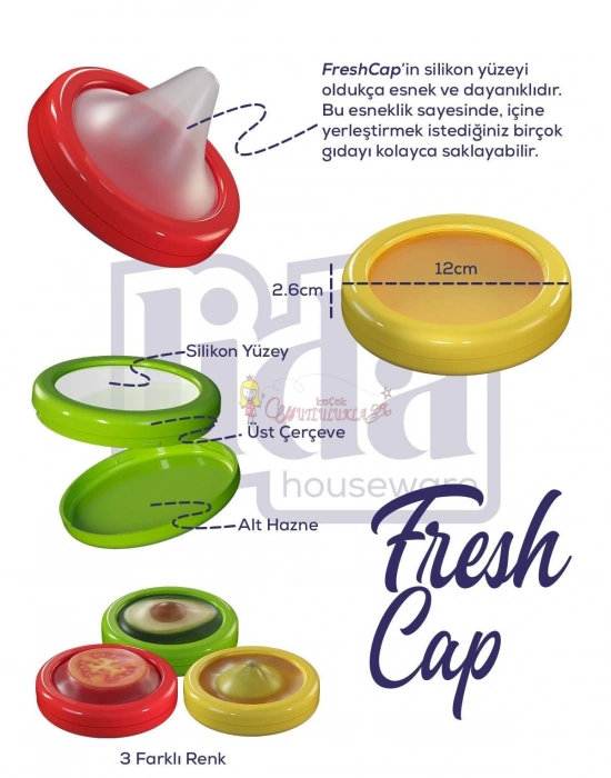 FreshCap Meyve Sebze Soğan Limon ve Domates Saklama Kabı Esnek ve Yeniden Kullanılabilir ( 3 Adet )