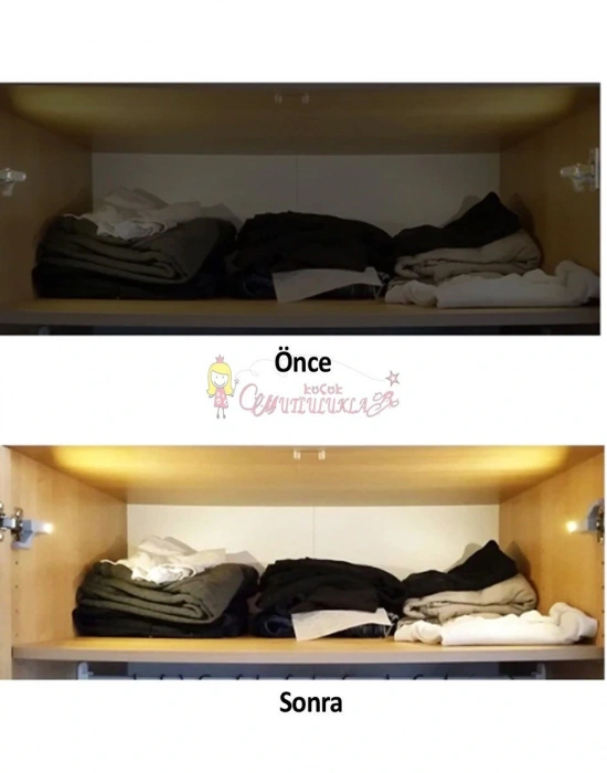 Gardrop Mutfak Dolap İçi Sensörlü Led Işık Aydınlatma Menteşe Üstü Enerji Tasarruf Lamba