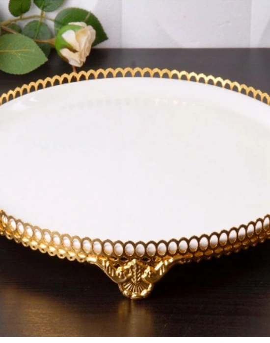 GOLD DETAYLI BÜYÜK BOY YUVARLAK SUNUM TABAĞI