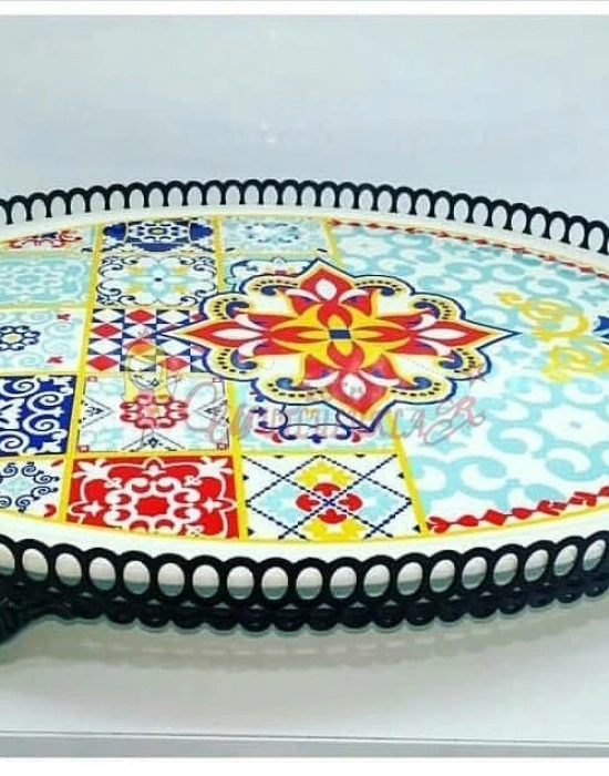 GOLD DETAYLI BÜYÜK BOY YUVARLAK SUNUM TABAĞI