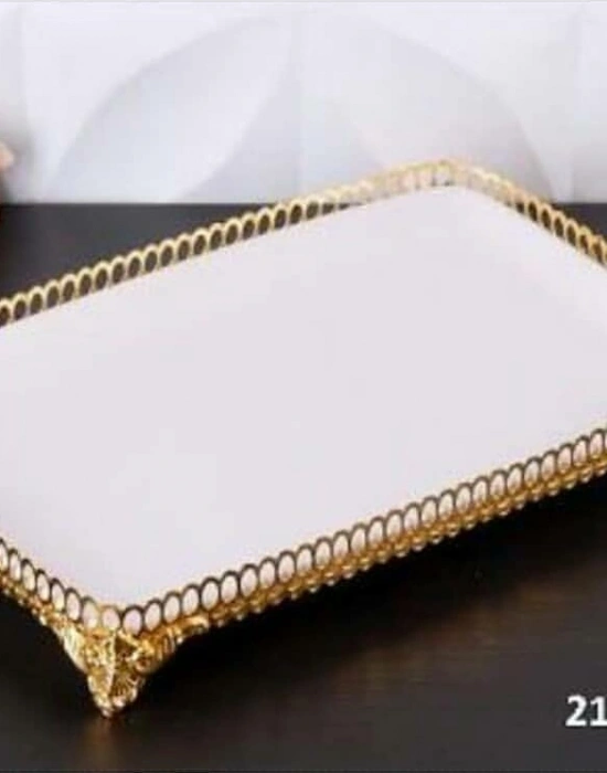 GOLD DETAYLI SADE BÜYÜK DİKDÖRTGEN ORDÖV TABAĞI