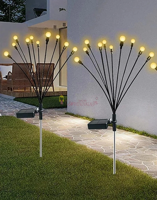 Güneş Enerjili Beyaz / SARI Bahçe Aydınlatma 6 Ledli Şık Dekoratif Solar Bahçe Lambası