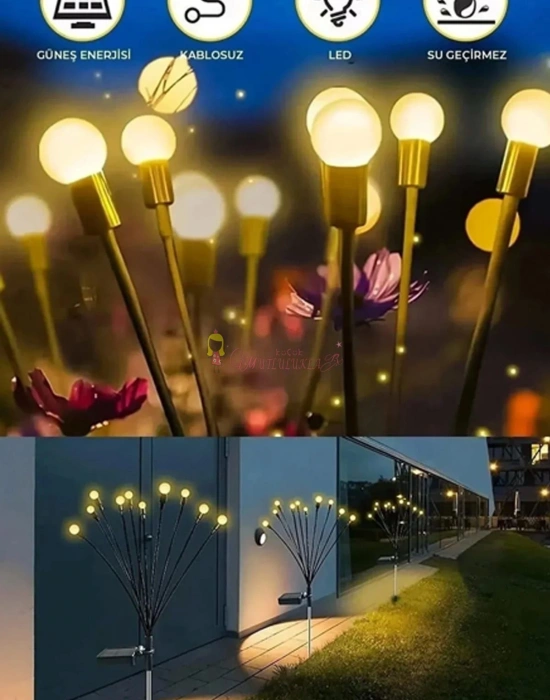 Güneş Enerjili Beyaz / SARI Bahçe Aydınlatma 6 Ledli Şık Dekoratif Solar Bahçe Lambası