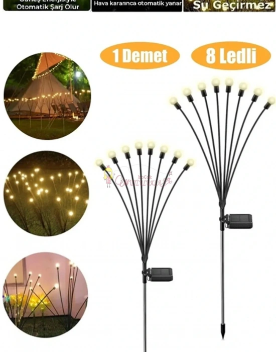 Güneş Enerjili Beyaz / SARI Bahçe Aydınlatma 6 Ledli Şık Dekoratif Solar Bahçe Lambası