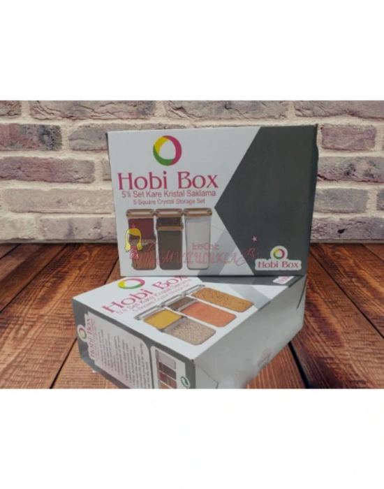 Hobi Box 5li Kare Kristal Saklama Kabı 5li Set