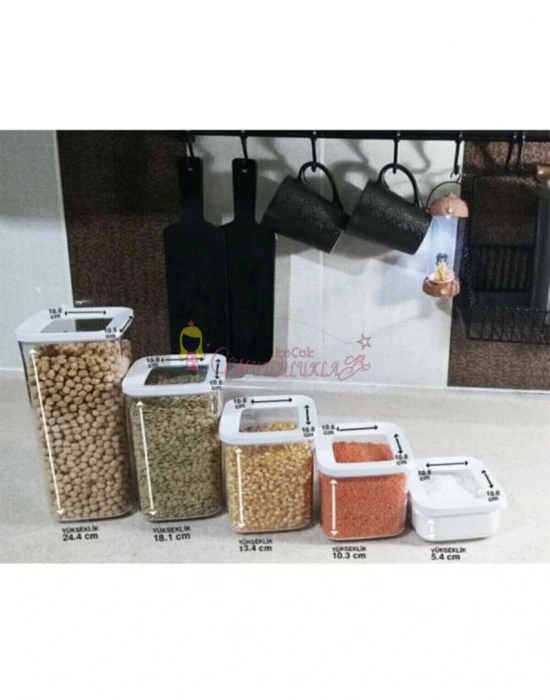 Hobi Box 5li Kare Kristal Saklama Kabı 5li Set