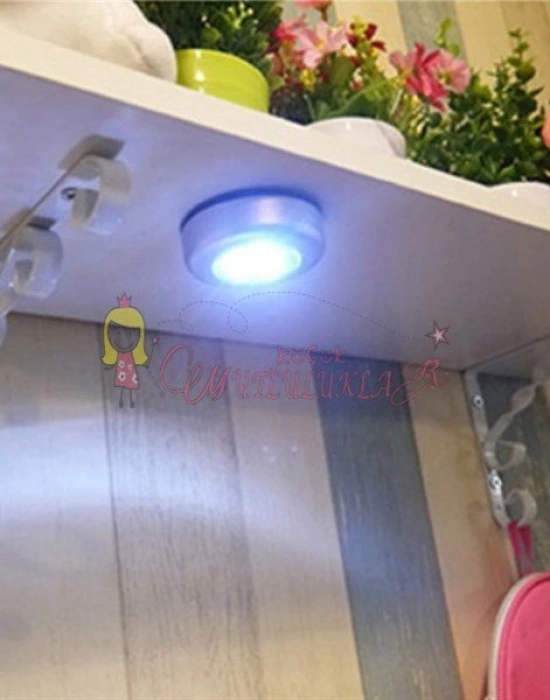 Kablosuz Dolap Spot Lamba Dokunmatik Pilli Led Lamba 3 Ledli Dolap Mutfak İçi Aydınlatma