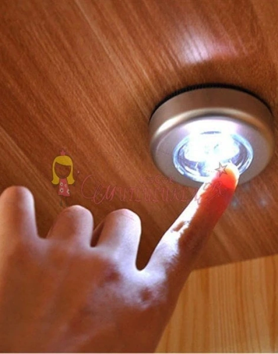 Kablosuz Dolap Spot Lamba Dokunmatik Pilli Led Lamba 3 Ledli Dolap Mutfak İçi Aydınlatma