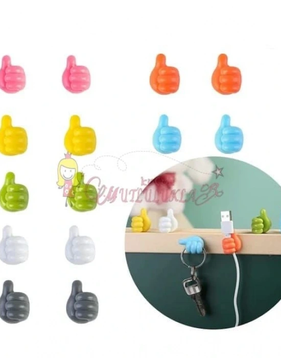 Karışık Renk Başparmak Kablo Tutucu Yapışkanlı Diş Fırçası Anahtarlık Bitki Dal Askı Tutucu 4 Adet