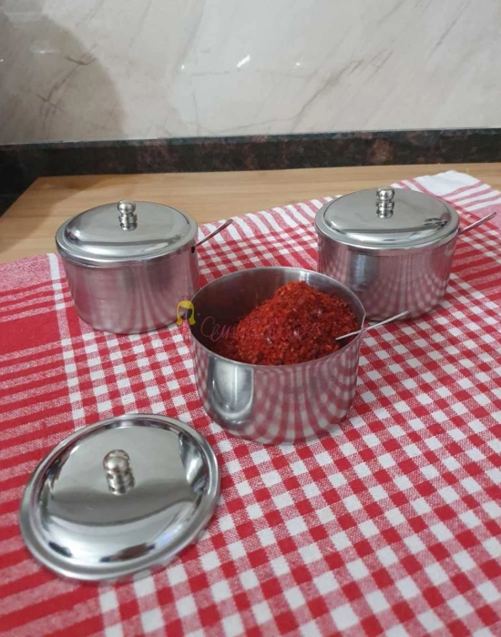 Kaşıklı Çelik Kapaklı Baharatlık 