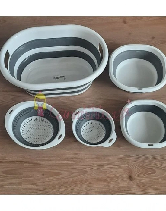 Katlanabilir Sepet / Badya ve Süzgeç Takımı 5li