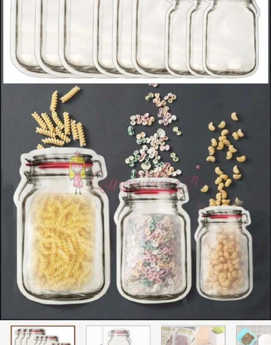 Kavanoz görünümlü Kilitli Saklama Poşeti