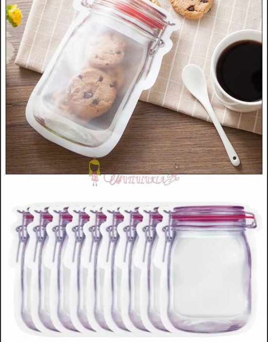 Kavanoz görünümlü Kilitli Saklama Poşeti