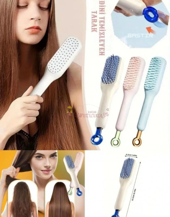 Kendini Temizleyen Saç Tarağı Masaj Etkili Kolay Kullanımlı Pratik Saç Tarağı