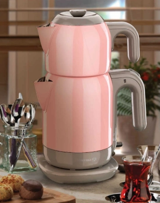 KORKMAZ DEMTEZ PEMBE/GRİ ELEKTRİKLİ ÇAYDANLIK