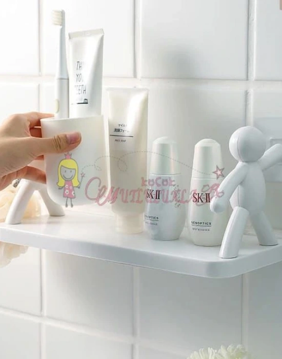 Küçük adam bebek tasarım pratik kozmetik duvara monte organizatör