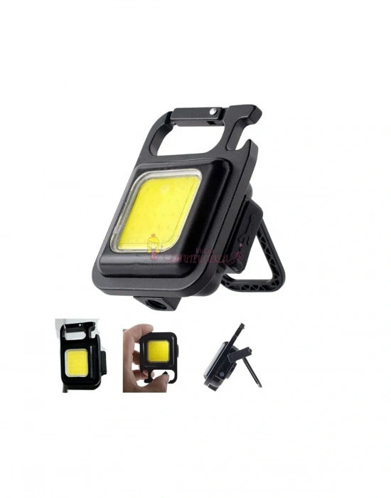 Led Anahtarlık El Feneri Şişe Açacağı Usb’li Şarj Edilebilir Mıknatıslı 4 Işık Modlu Cep Boy Cob LED