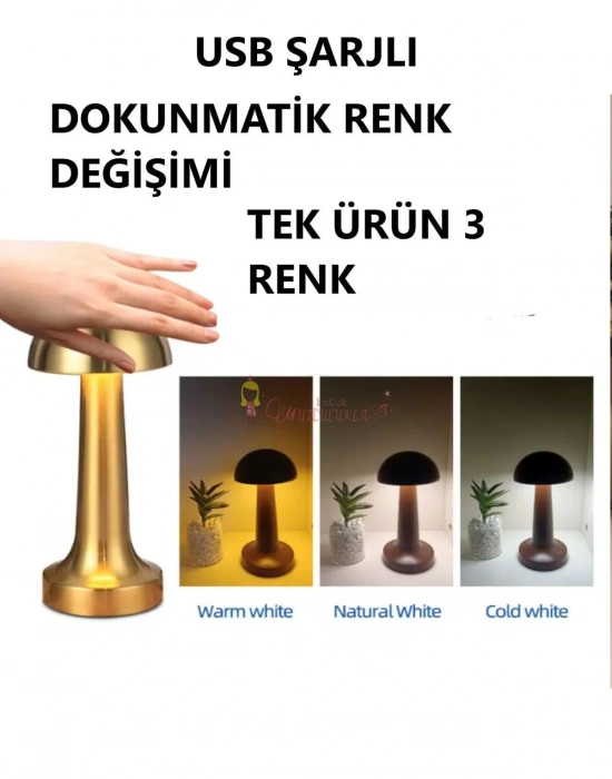 Mantar LED Lamba 3 Renkli Dekoratif Gece Lambası