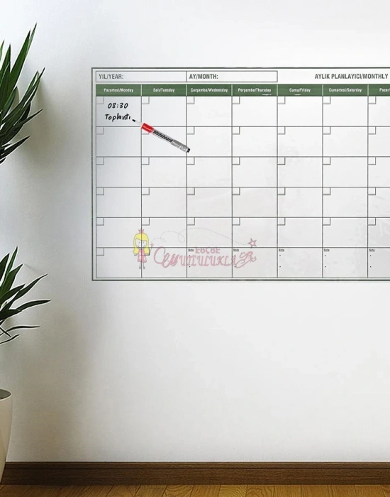 Manyetik Yapışkanlı Bir Aylık Program Planlayıcı Takvim 85x56 cm