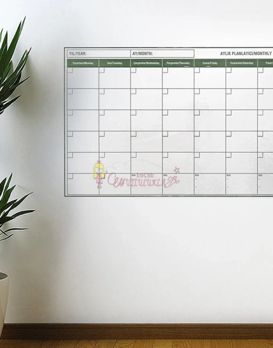Manyetik Yapışkanlı Bir Aylık Program Planlayıcı Takvim 85x56 cm