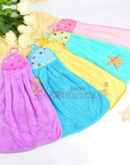 Mercan kadife Askılı Mutfak Banyo El Havlusu