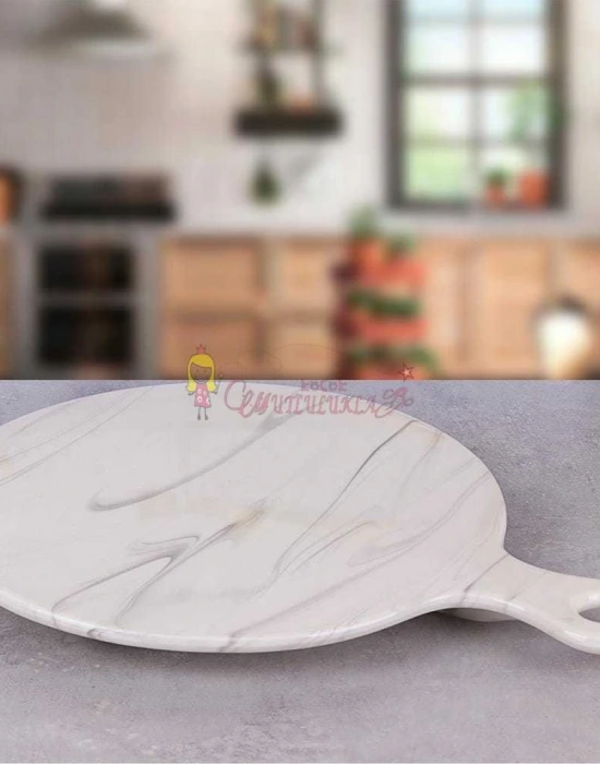 Mermer Desen Kulplu Sunum Tabağı