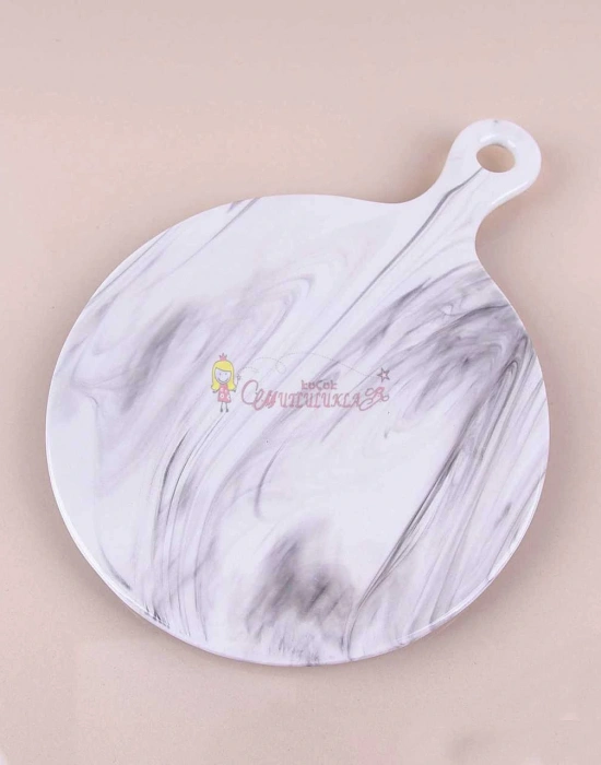 Mermer Desen Kulplu Sunum Tabağı