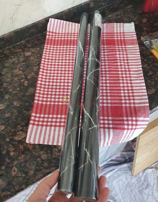 Mermer Desenli Yapışkanlı Kaplama Kağıdı Siyah